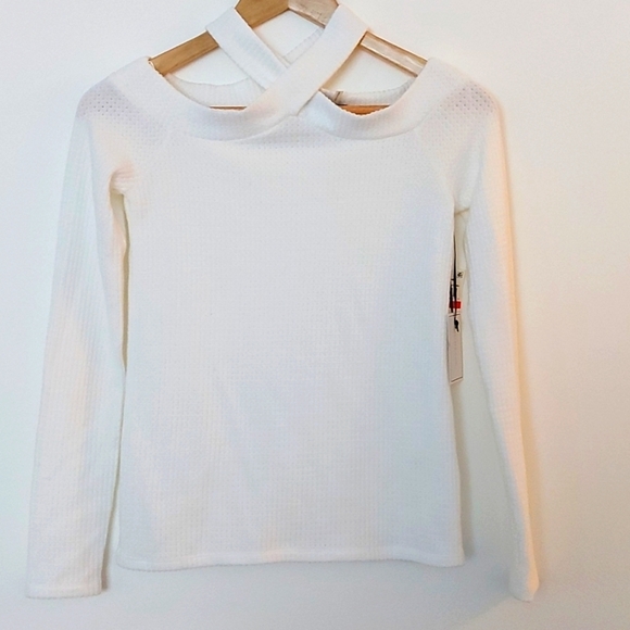 NWT 1.State Lightweight Crisscross Neckline Top Soft Ecru Size XS - Picture 3 of 7